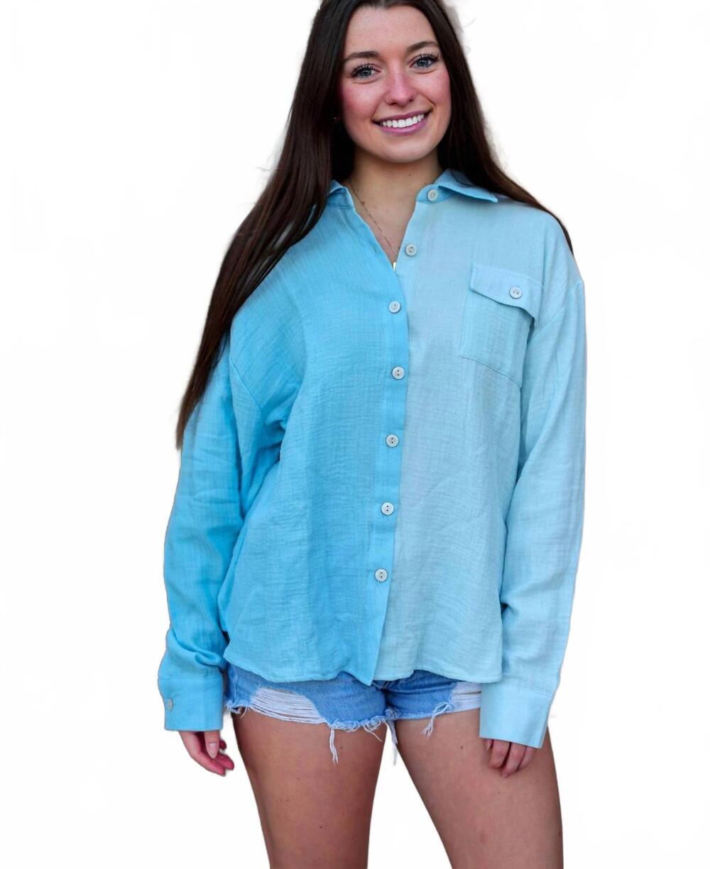 NEW JADELYNN BROOKE women's everyday gauze top in seaside combo